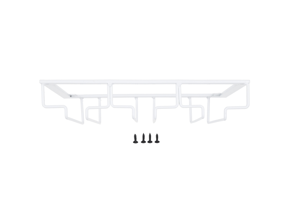 Soporte metálico para copas de vino bajo armario, 30x22,5 cm, blanco