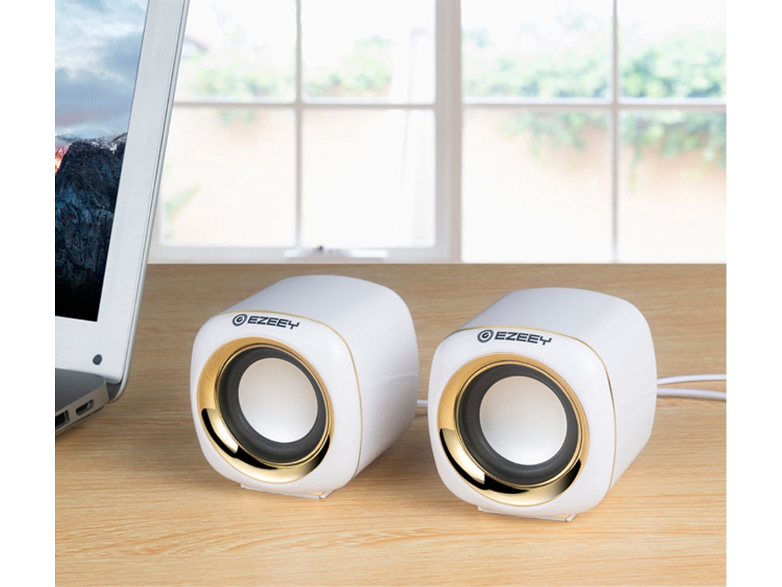 Minialtavoces Usb Duales Con Cable Para Computadoras De Escritorio (blancos)