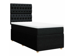 Maison Exclusive - Cama Box Spring Con Colchón Tela Negro 80x200 Cm