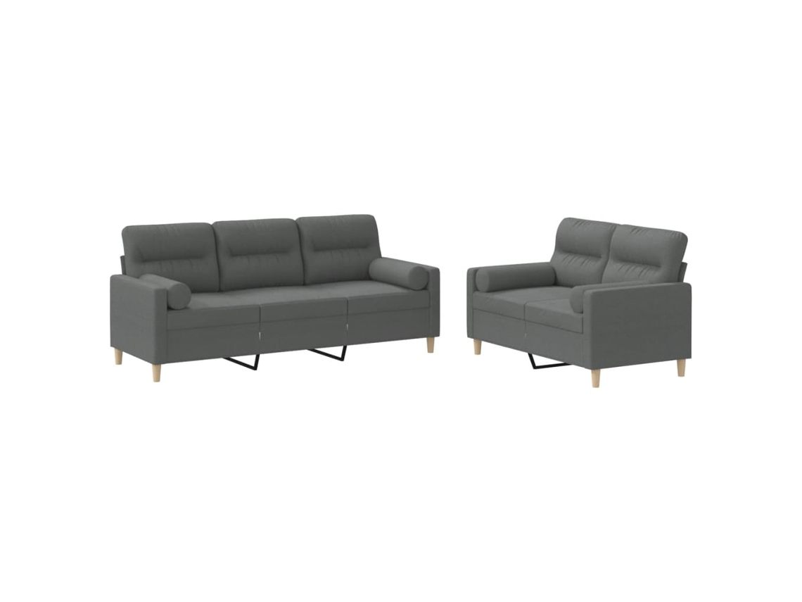 Maison Exclusive - Juego De Sofás Con Cojines 2 Piezas Tela Gris Oscuro