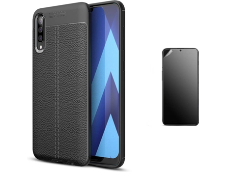 Kit Carcasa Y Protector Samsung A50 Ultimatte Rugged Leather Negro