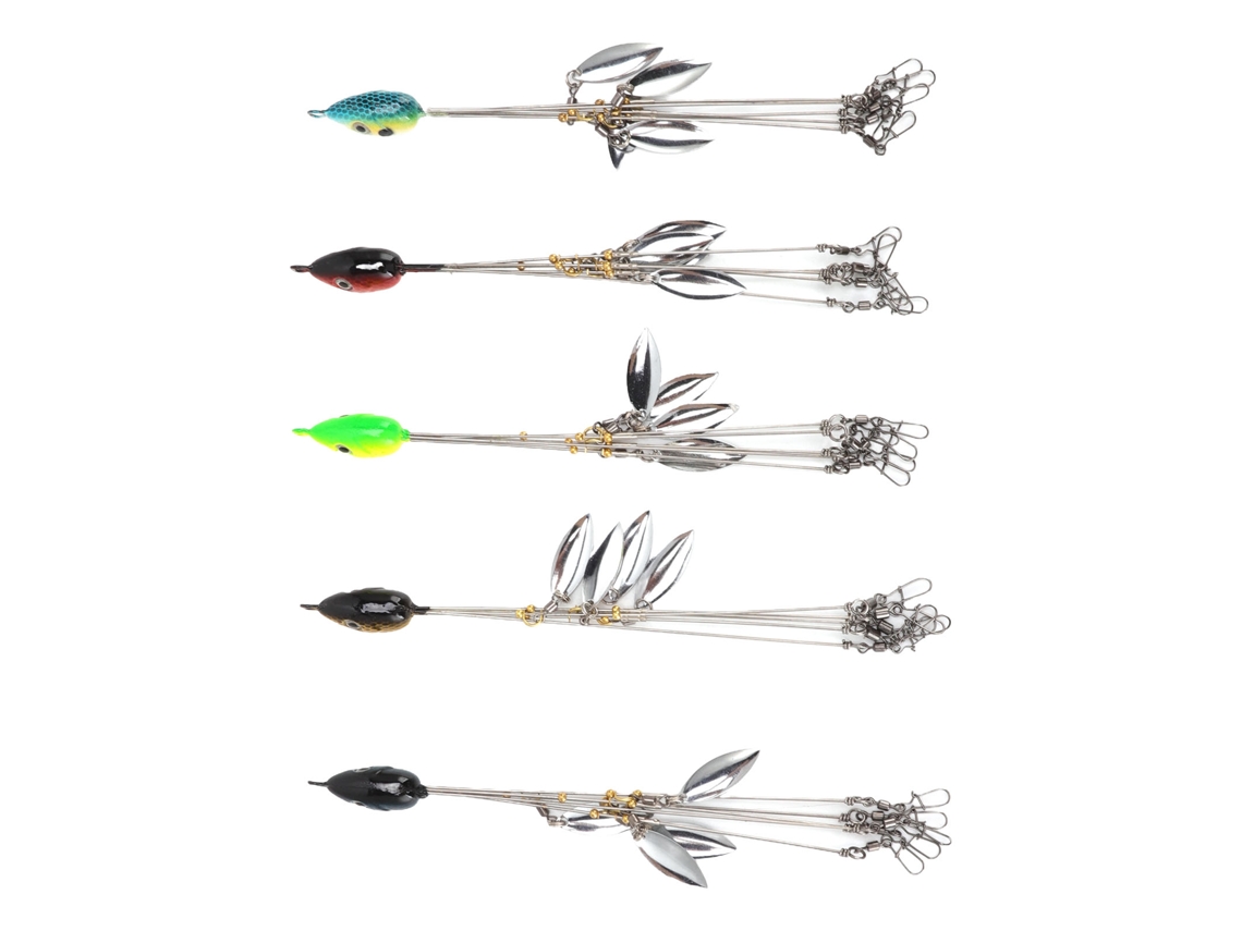 5 Señuelos De Pesca Con 4 Cuchillas De Acero, Paraguas De 18 Cm, Para Peces De Agua Dulce Y Salada.