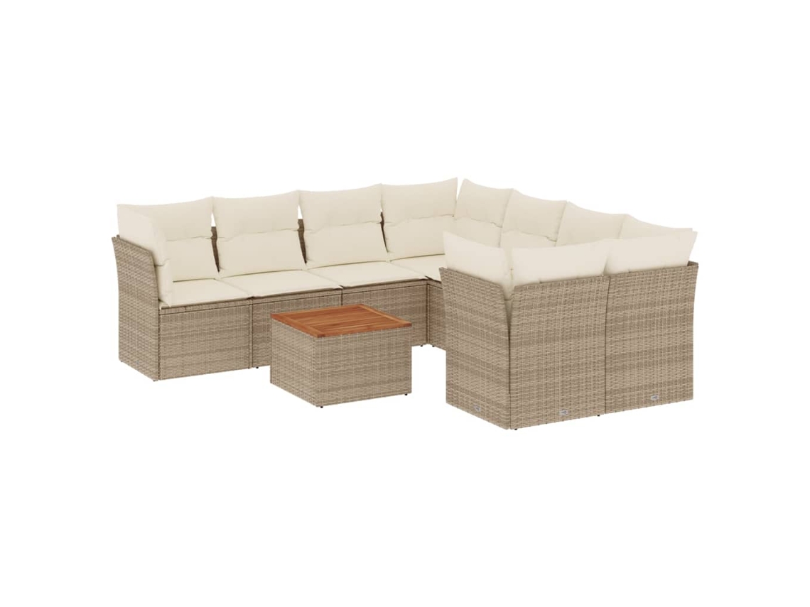 Maison Exclusive - Set De Sofás De Jardín 9 Pzas Con Cojines Ratán Sintético Beige