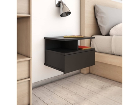 MAISON EXCLUSIVE Mesita de noche flotante aglomerado negro 40x31x27 cm