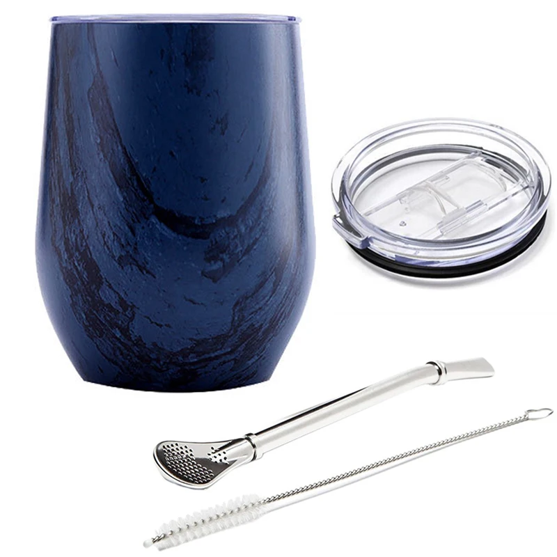 Taza De Té Mate, Taza Isotérmica De Acero Inoxidable Con Tapa Deslizante Y Pajita, 355 Ml (12 Oz).