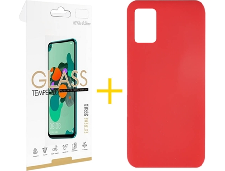Funda y Protector de Vidrio 1x Samsung Galaxy A31 SKYHE Silicona Líquida Rojo