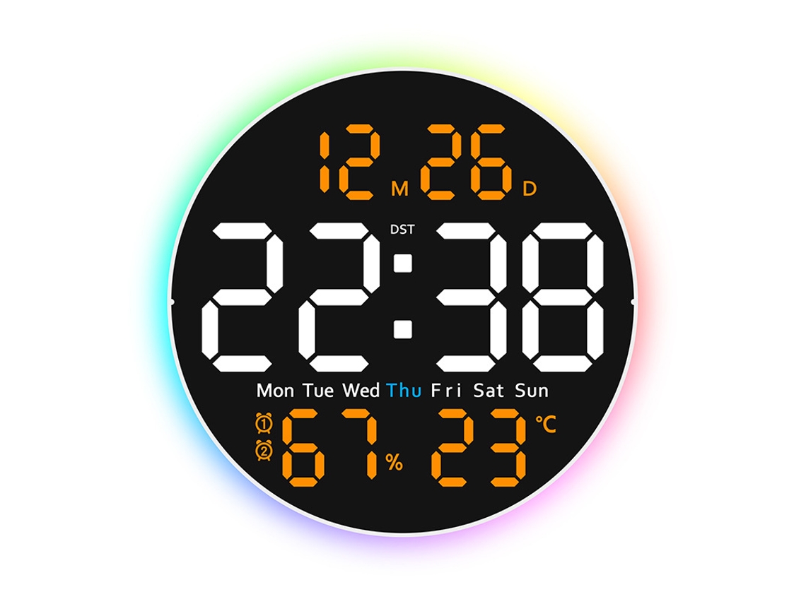 Reloj multifuncional Yuysan con indicador silencioso de temperatura y humedad, ideal para sala de estar, reloj de pared con luz nocturna 6672 D