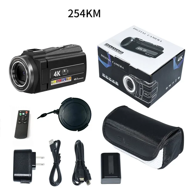 (Conjunto negro 1) Cámara digital profesional portátil 4K de alta definición con Wi-Fi y pantalla LCD de alta definición de 3,0 pulgadas.