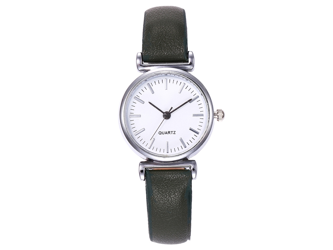 Reloj De Pulsera Analógico Para Mujer Vansvar, Sencillo, Correa De Pu, Cuarzo, Verde.