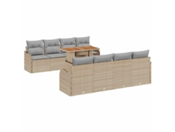 Maison Exclusive - Conjunto De Sofá De Jardín 9 Pcs Beige Poliratán