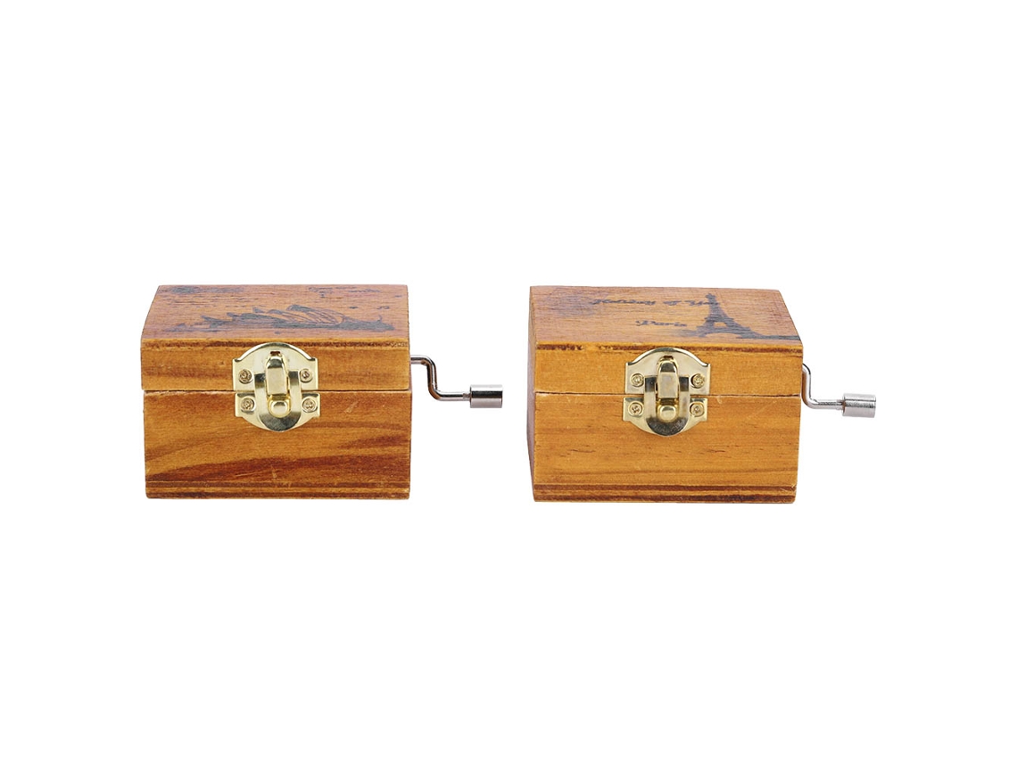 Caja de música de madera con manivela, 2 piezas, Palacio, Ópera, Torre Eiffel
