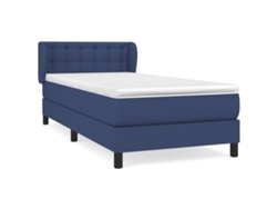Maison Exclusive - Cama Box Spring Con Colchón Tela Azul 100x200 Cm