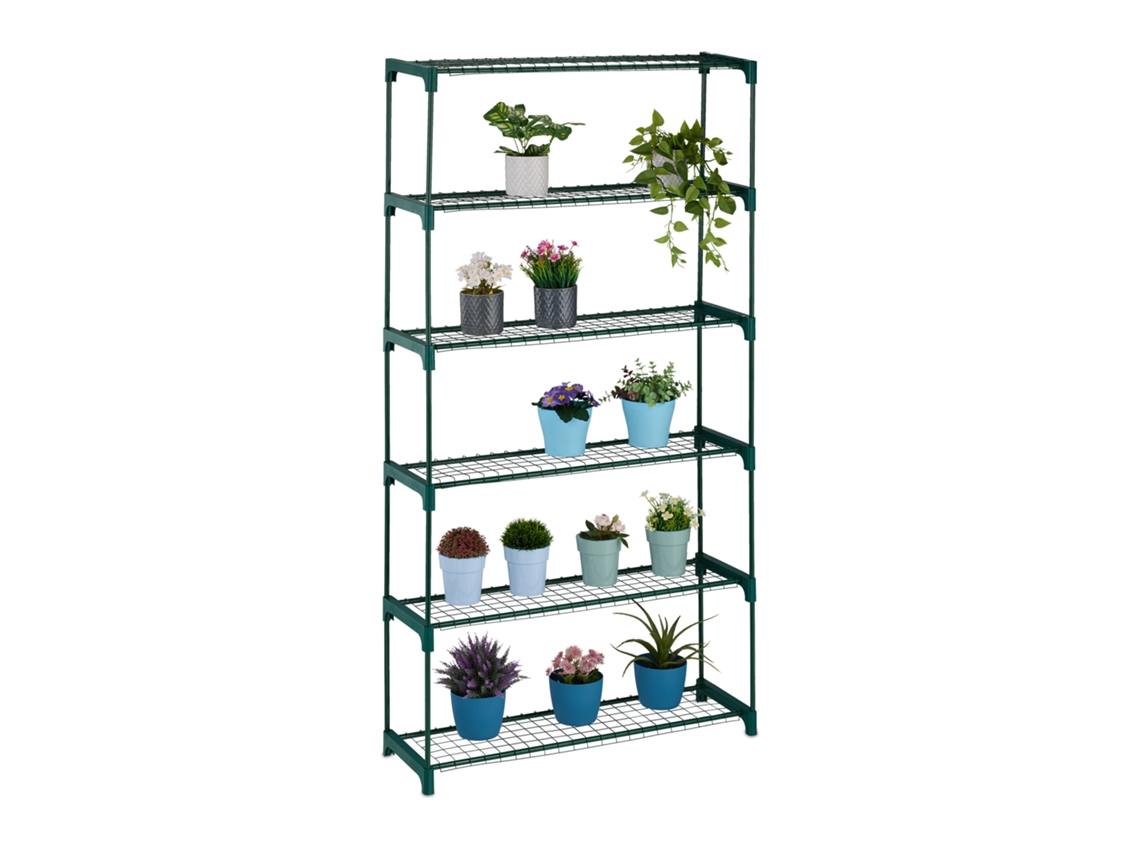 Suporte Para Plantas Relaxdays, 6 Prateleiras, Suporte Para Flores, Axlxp: 173x91x28,5 Cm, Verde