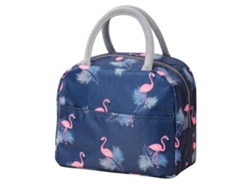 Bolsa De Almuerzo Aislada Con Patrón De Flamenco Grande Capacidad Para Escuela Trabajo Azul Marino