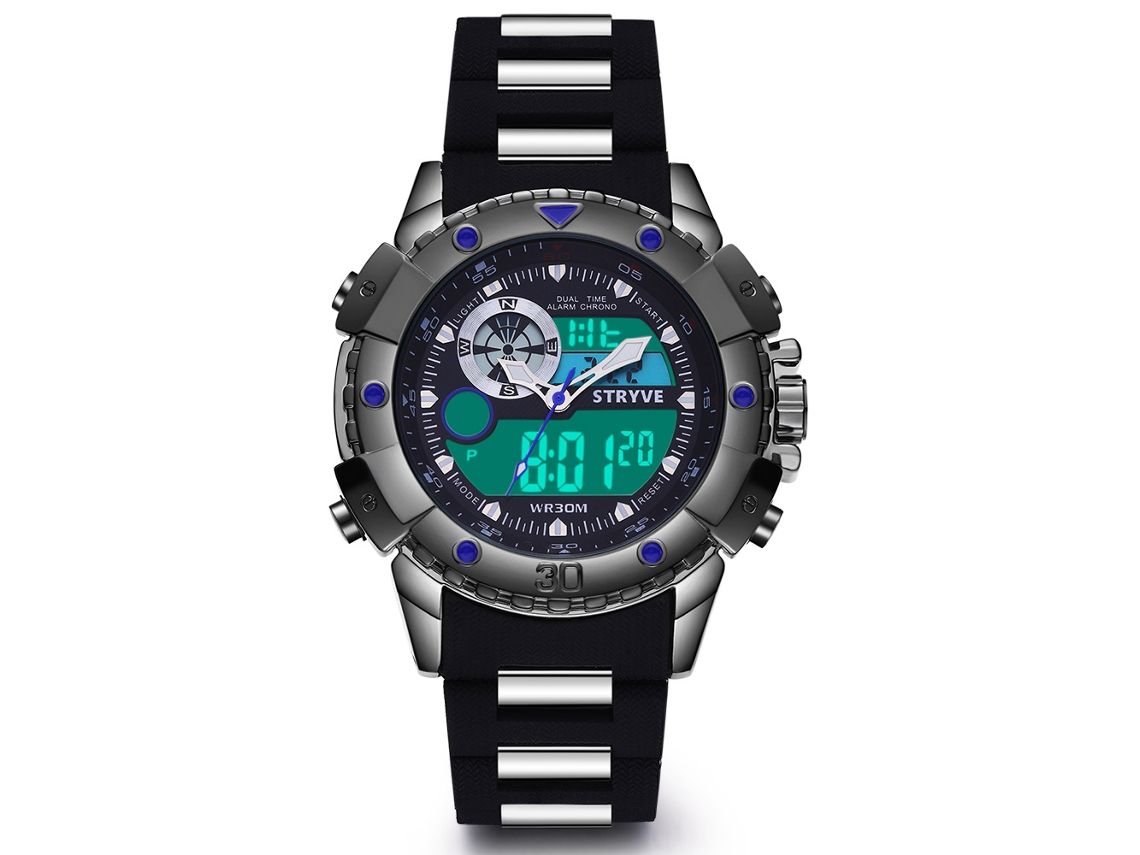 Reloj Deportivo Multifuncional De Doble Movimiento E Impermeable Para Hombre (azul).