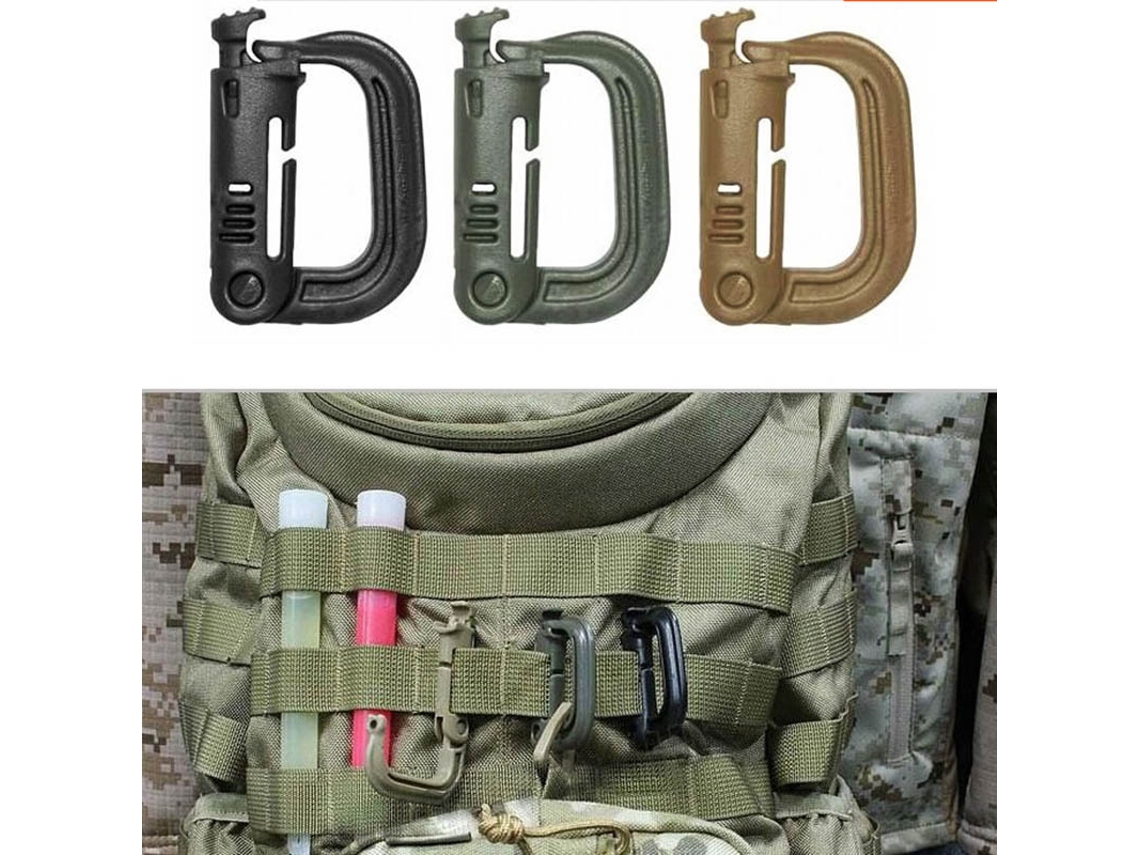 4 Uds Molle mochila táctica mosquetón exterior plástico EDC grillete mosquetón práctico ABS Snap D-Ring Clip llavero anillo de bloqueo
