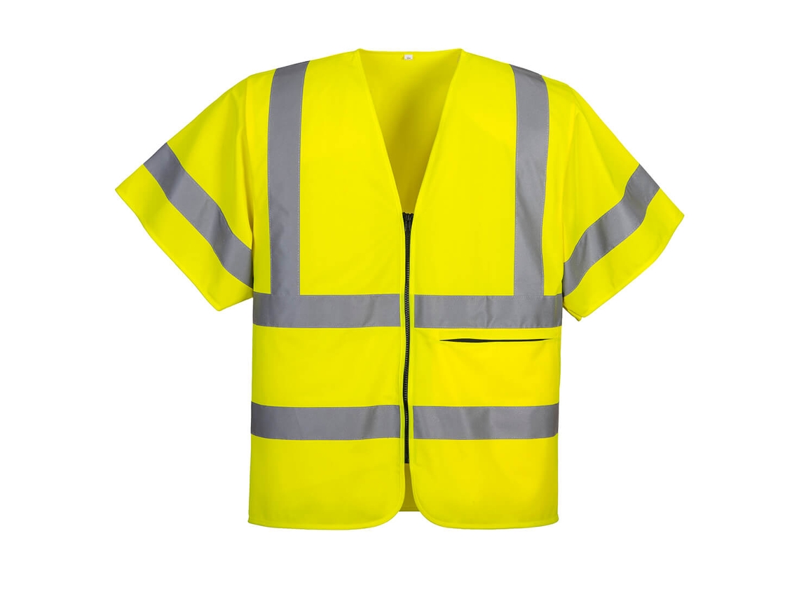 Chaleco De Media Manga Con Cremallera - Visibilidad Y Comodidad Amarillo / Xl