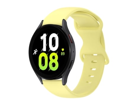 Correa de reloj inteligente para Samsung Galaxy Watch 5, 44 mm, 20 mm, hebilla de mariposa, correa de silicona de color sólido (amarillo)
