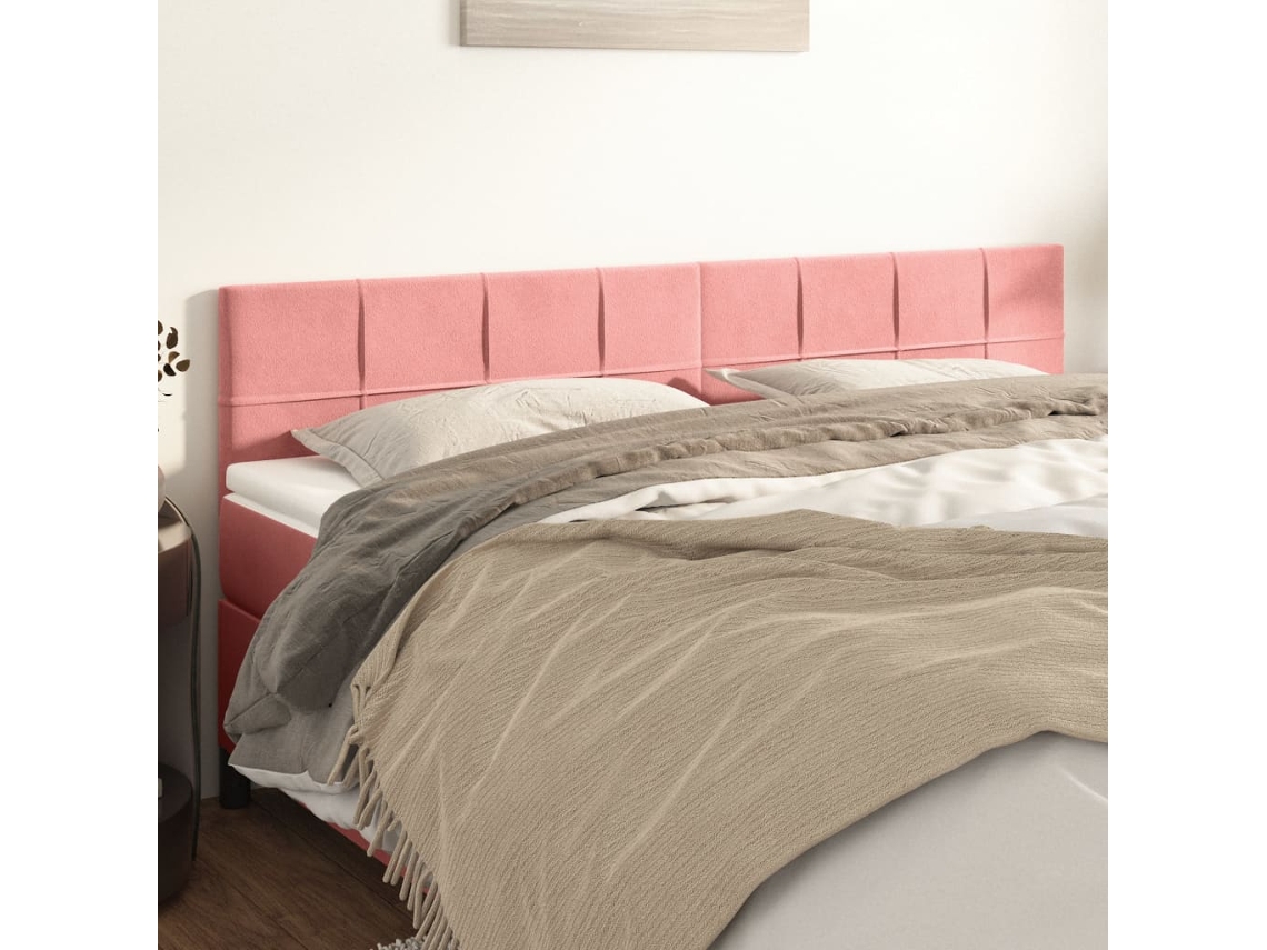 Cabeceros 2 Unidades De Terciopelo Rosa 90x5x78/88 Cm