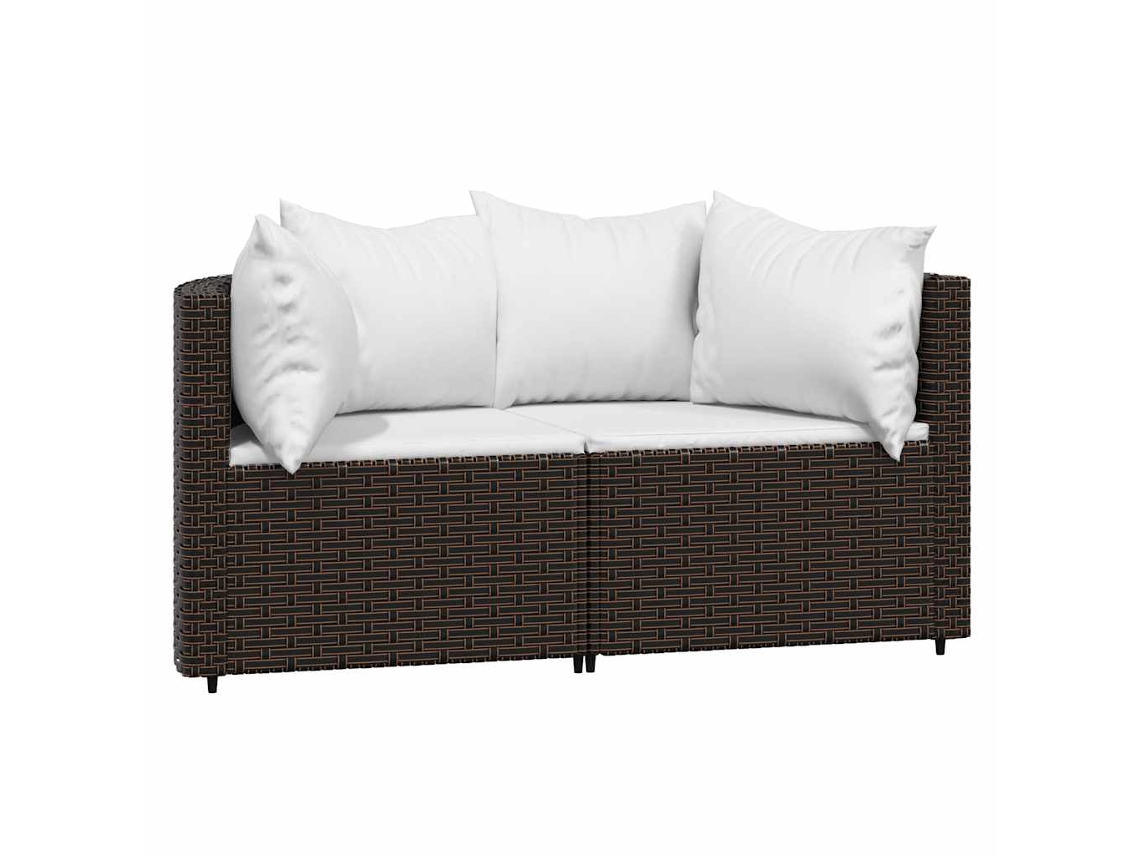 Maison Exclusive - Sofás De Canto Para Jardim Com Almofadões 2pcs Vime Pe Castanho