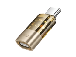Adaptador HOKO Mini Lightning OTG hembra a USB-C macho con carga rápida de 3 A - Dorado