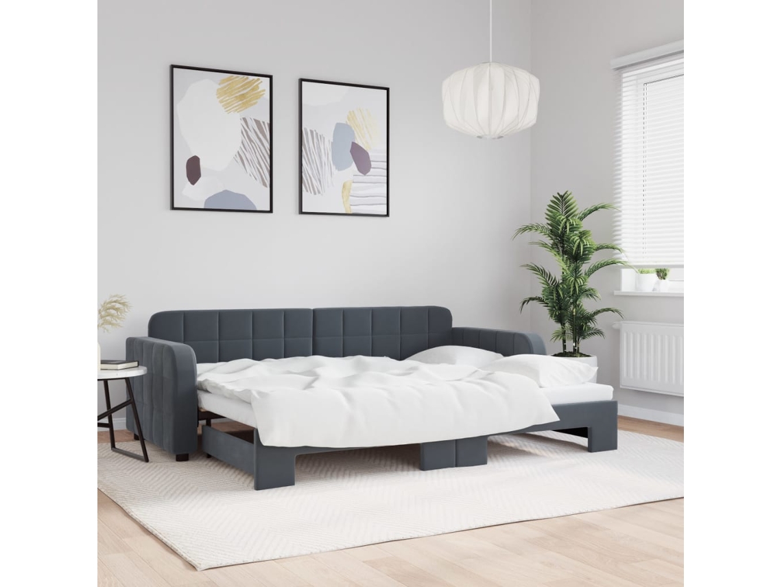 Sofá Cama Nido Terciopelo Gris Oscuro 80x200 Cm
