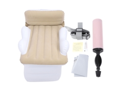 Colchón hinchable para niños para avión, tren o coche. Inflado rápido. Extensor de asiento antifugas. Color beige.
