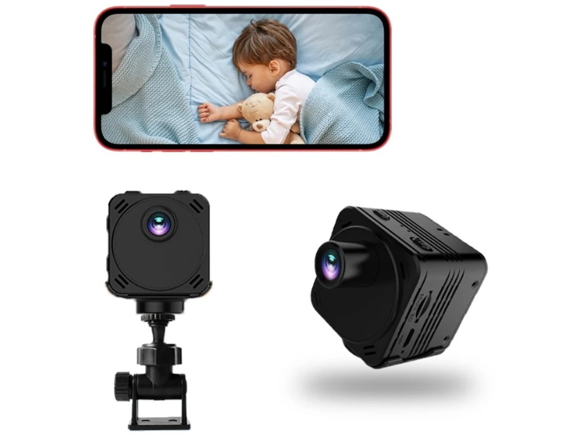 Mini cámara de seguridad inteligente con WiFi, 1080P HD, para niñera, con visión nocturna creativa y detección de movimiento, 64 g, color negro Yizhood