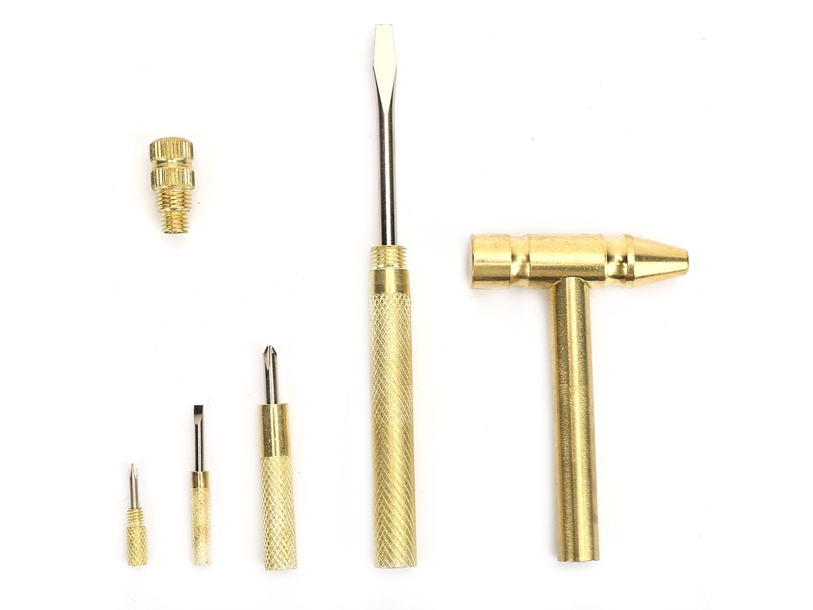 Destornillador Martillo Multifuncional 6 En 1 Con Mango De Latón Para Reparaciones Domésticas.