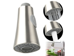 Manija De Fregadero De Cocina Extraíble Con Dos Funciones: Flujo Normal Y Rociador, Plata Cepillada, Abs.