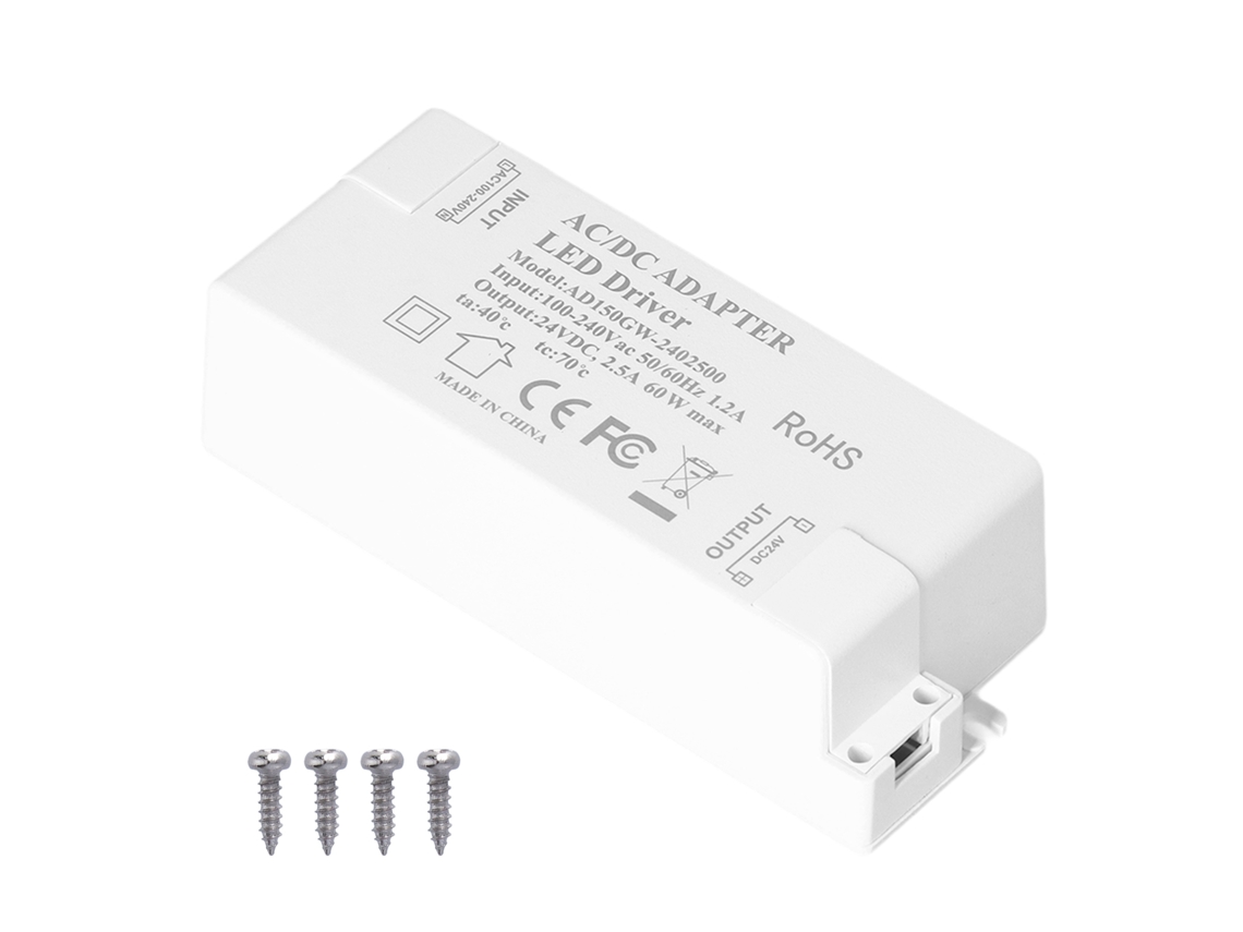2026-driver Led Transformador De Luz 60w 2.5a Dc24v Fuente De Alimentación Ac100‑240v Para Lámparas Diy Accesorios De Iluminación