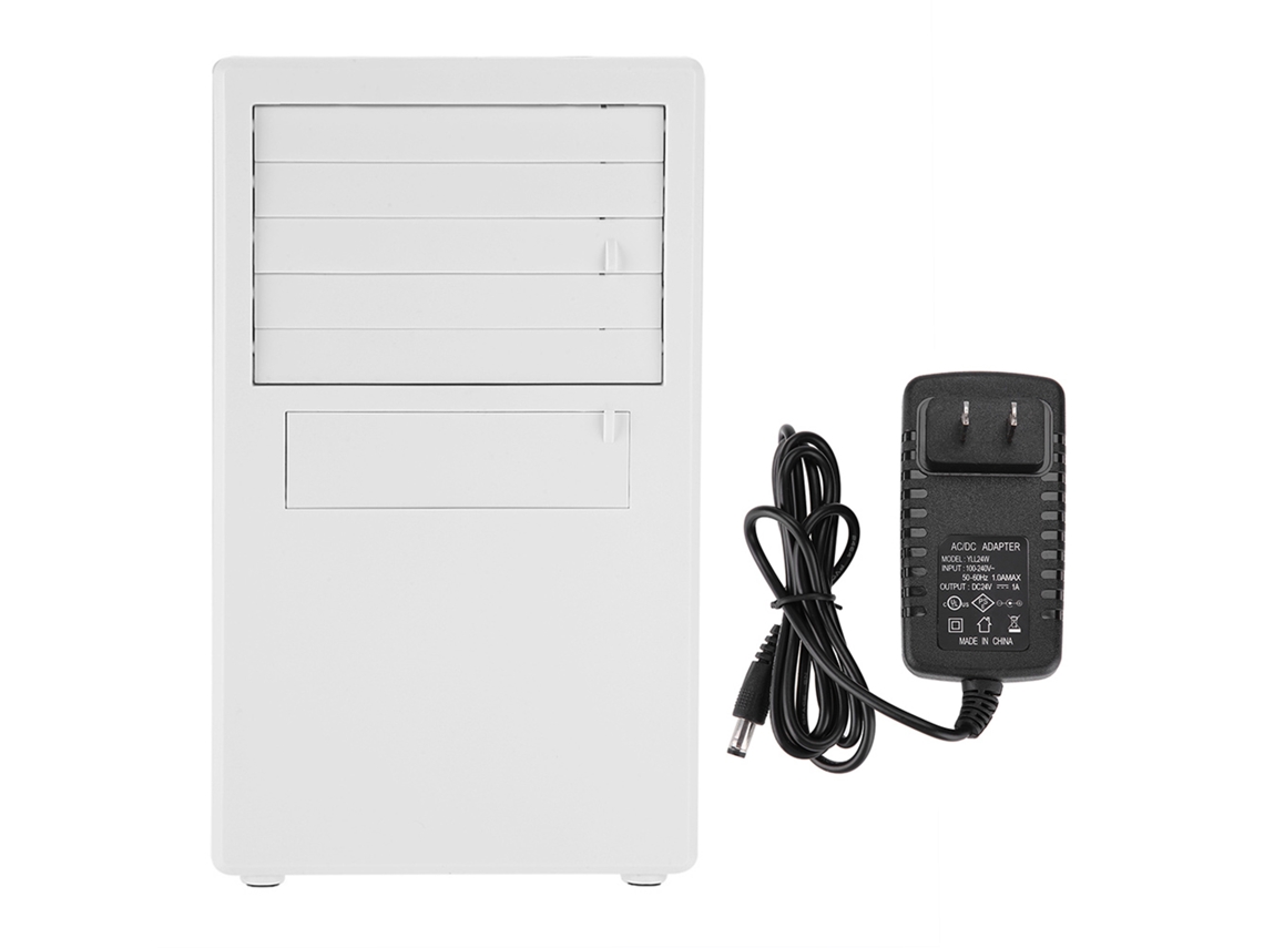 Ventilador portátil blanco con aire acondicionado para el verano.
