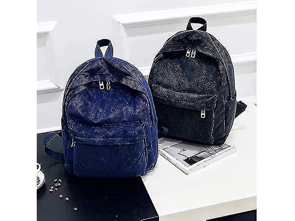 Mochila informal de pana para mujer, mochila escolar suave para niños, mochilas de viaje para la universidad, mochilas kawaii para niñas, bolsos pequeños, color negro Gusshious