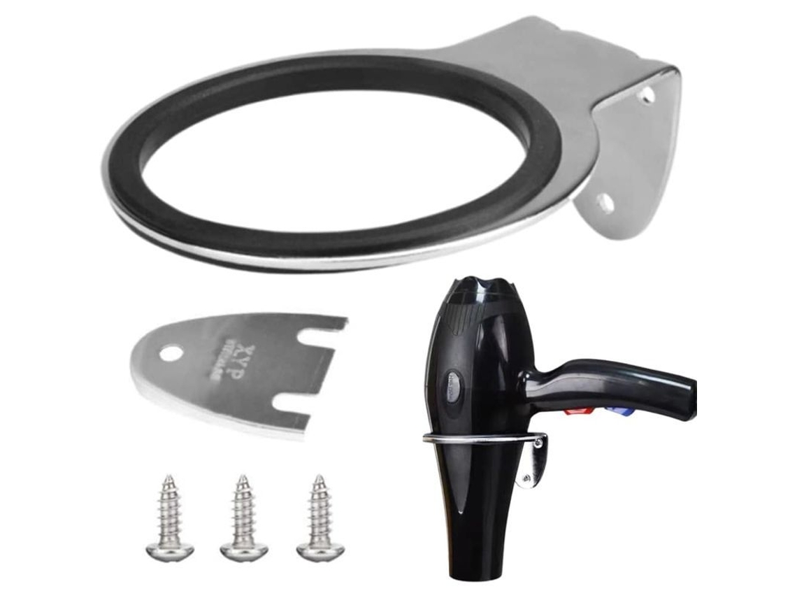 Soporte De Pared De Acero Inoxidable Para Secador De Pelo Con Accesorios De Instalación.