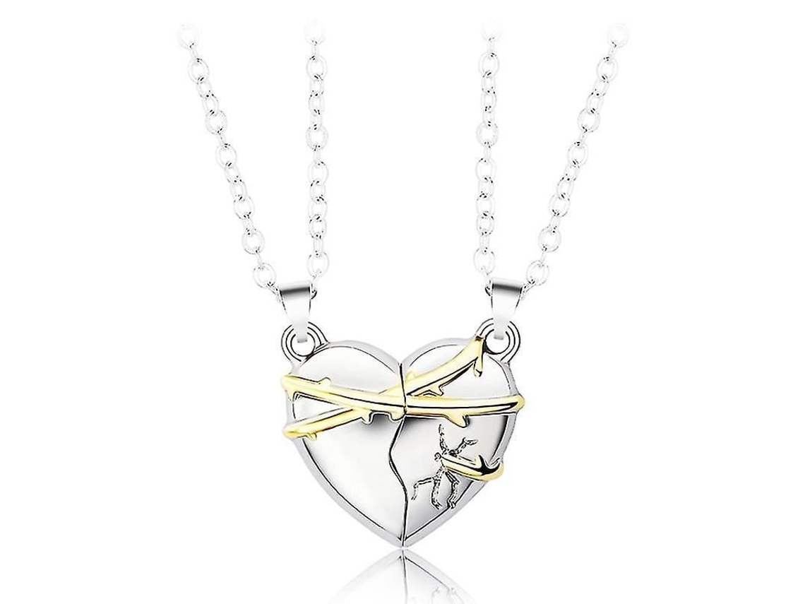 Fasst-collares De Pareja Para Hombre Y Mujer Con Colgante De Corazón Magnético Dos Almas Un Corazón