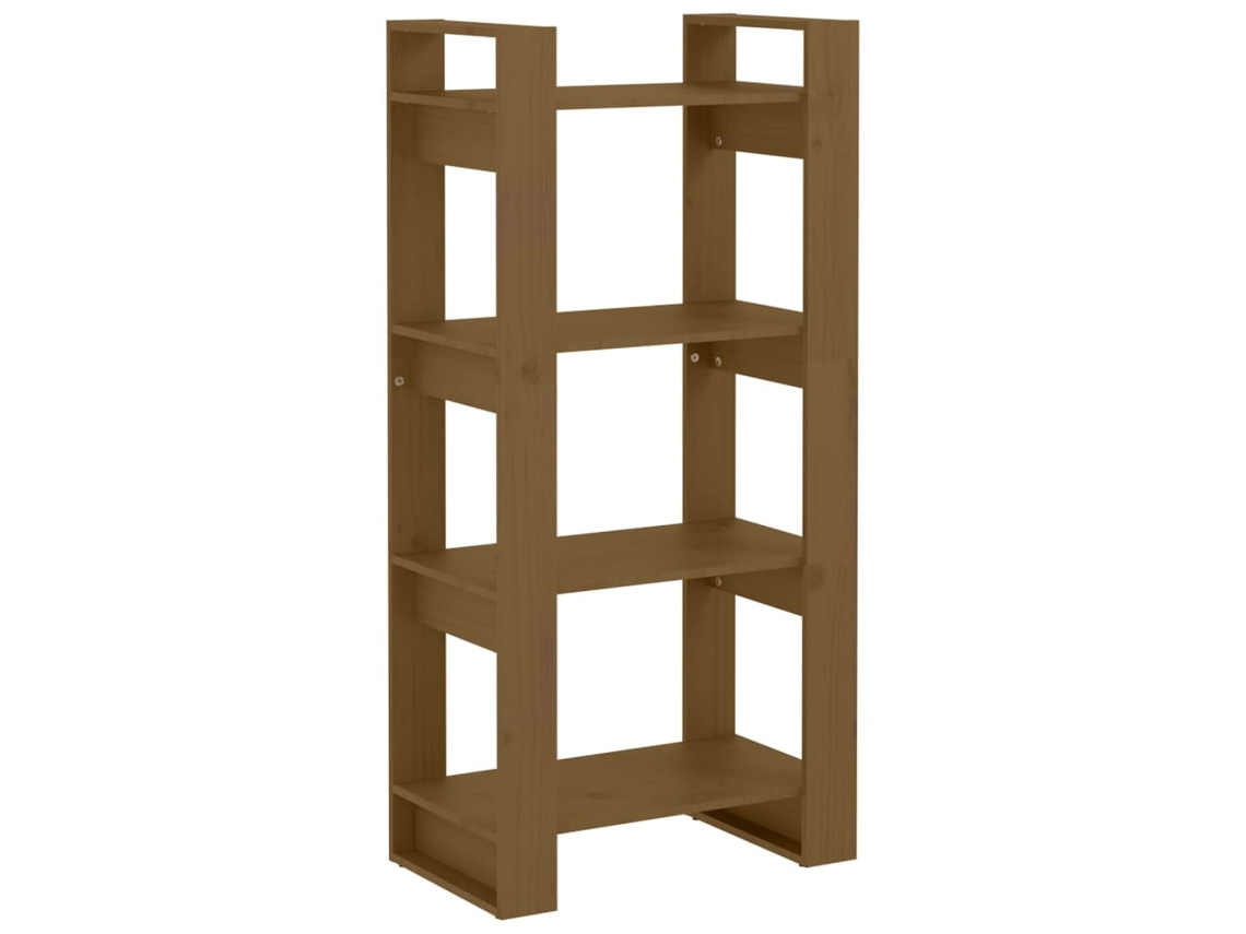 Librería/mampara MAISON EXCLUSIVE de madera maciza, color marrón miel (60x35x125 cm)