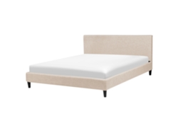 Cama con somier BELIANI Fitou de Poliéster Beige 170x214x87