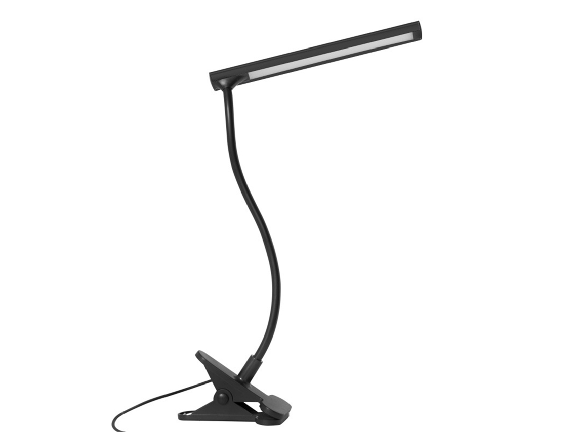 Lámpara de oficina LED BJ con clip ajustable de 360 grados, protección ocular para el hogar y el dormitorio, dos niveles de intensidad.
