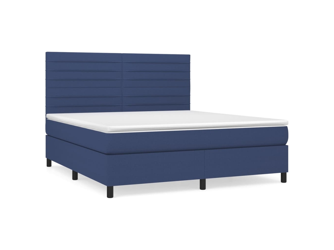 Maison Exclusive - Cama Box Spring Con Colchón Tela Azul 180x200 Cm