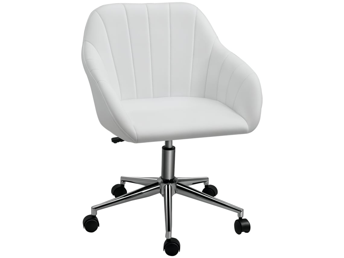 Silla De Oficina Ergonómica En Piel Sintética Blanca.