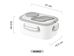 (blanco) Lonchera Portátil De Paja De Trigo Con Compartimentos Y Asa.