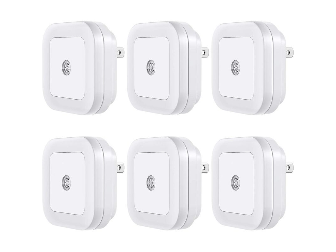 2026-luz Nocturna Led Con Sensor De Anochecer A Amanecer, 6 Pack, Para Dormitorio Baño Cocina Pasillo, Luz Blanca Fría