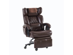 Silla De Oficina Ergonómica De Cuero Sintético Con Función De Masaje Y Calefacción, Reclinable Hasta 150 Kg, Reposapiés, Giro De 360°, Color Marrón