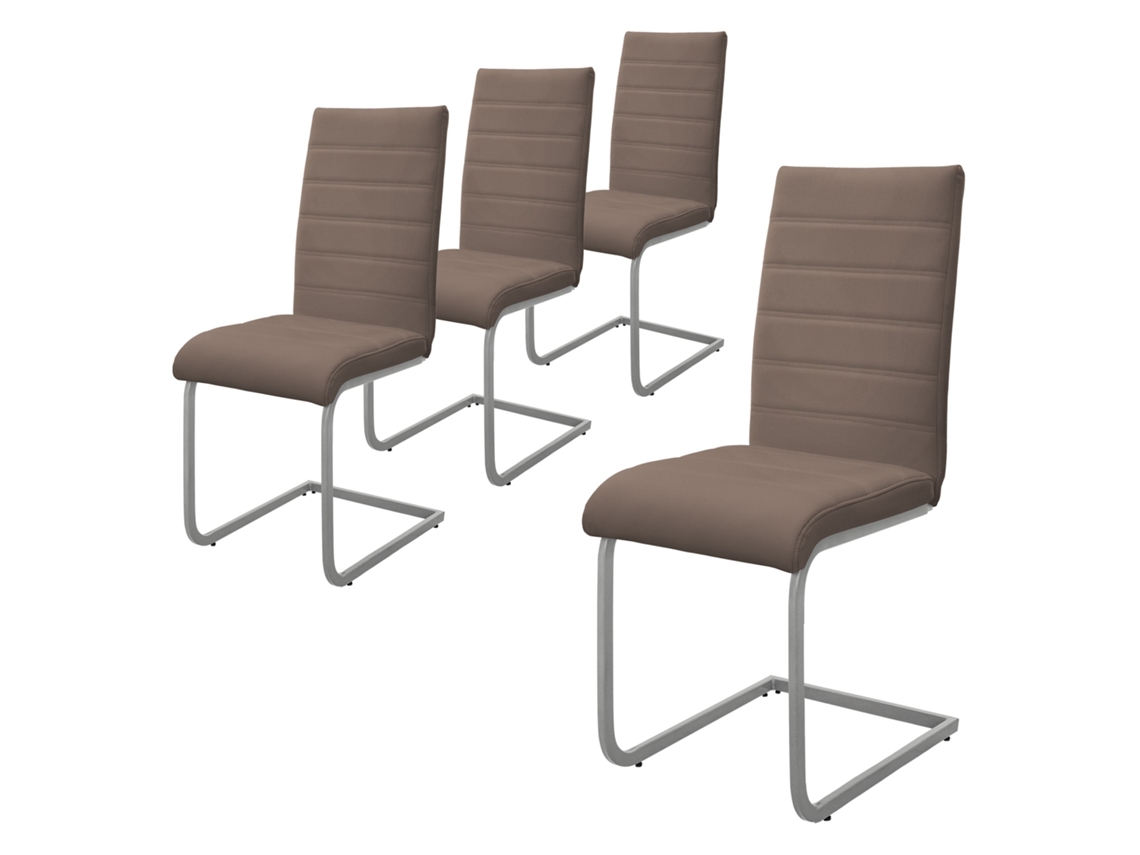 Conjunto de 2 Cadeiras de Jantar ML-DESIGN Cantilever com Encosto em Couro Sintético Preto
