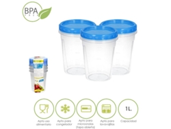 Juego Recipientes Plastico Redondos 1 Litro (Pack 3 piezas) ORYX