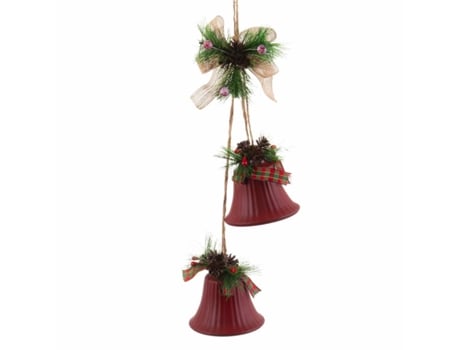 Adorno de Navidad BIGBUY CHRISTMAS Adorno Navideño Multicolor Metal Rojo (14x9X47cm)