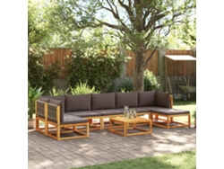 Conjunto de sofá de jardín con cojines de madera maciza de acacia, Dkd Home Decor