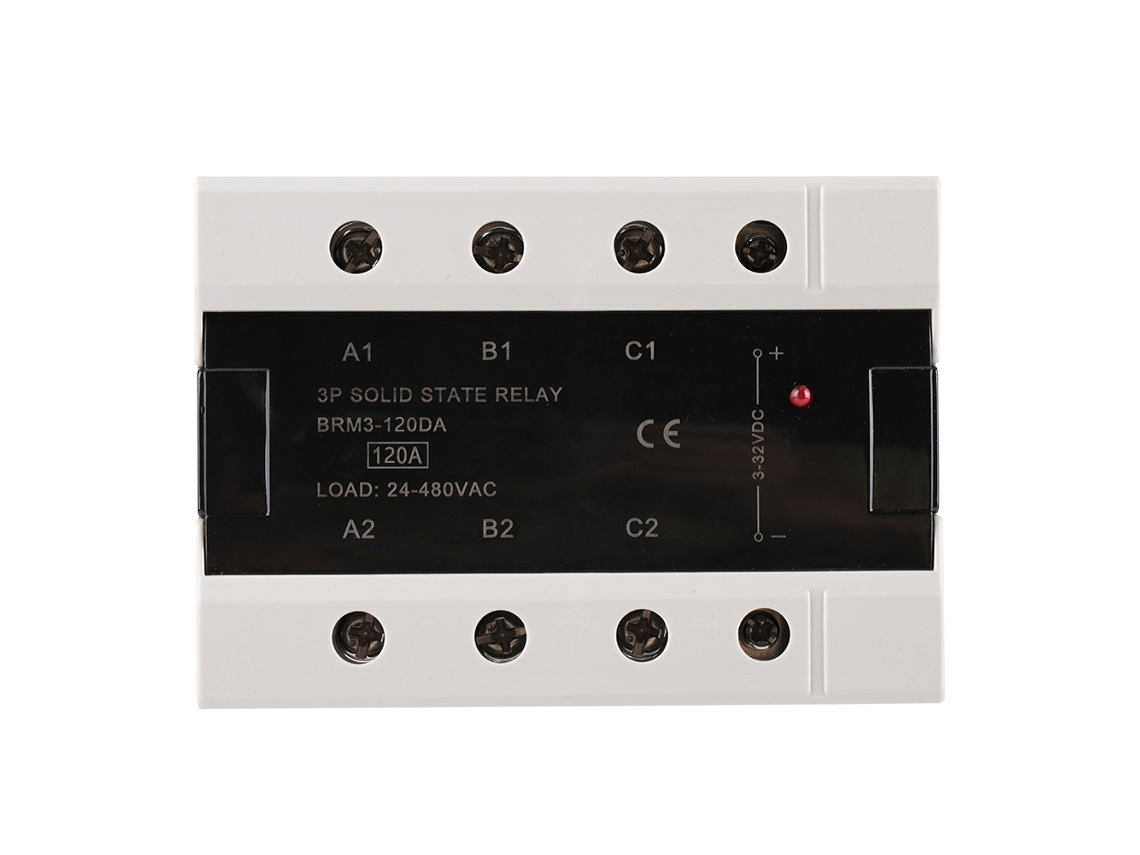 Relé De Estado Sólido Trifásico 24-480 Vca 100 A Brm3-120da Con Potenciómetro Ajustable