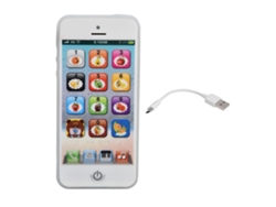 Juguete Teléfono Móvil Infantil Carga Usb Ajuste De Volumen Led Educativo Exquisito Pantalla Táctil Blanco