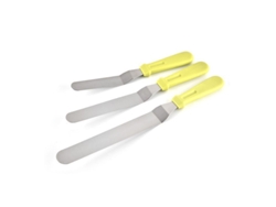 2026da-set De Espátulas De Decoración Para Pasteles De Acero Inoxidable Con Mango Plástico Inclinado 6 8 10 Pulgadas Amarillo